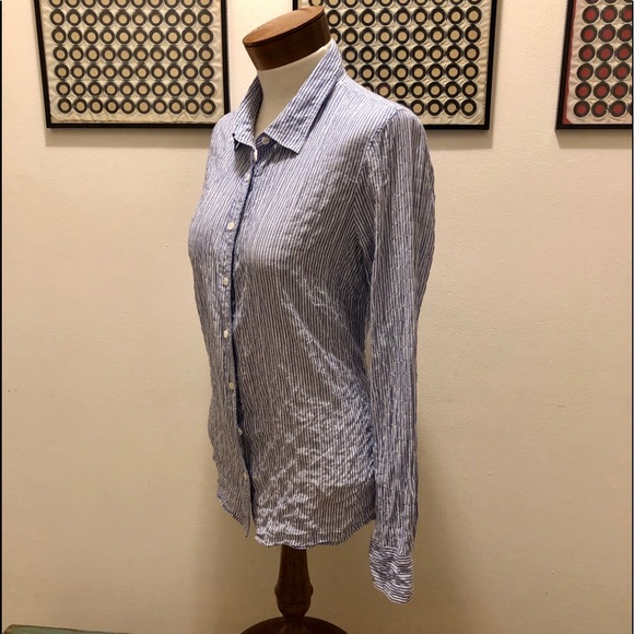 J. Crew The Perfect Shirt Crinkled Cotton Size 8 - Picture 4 of 8